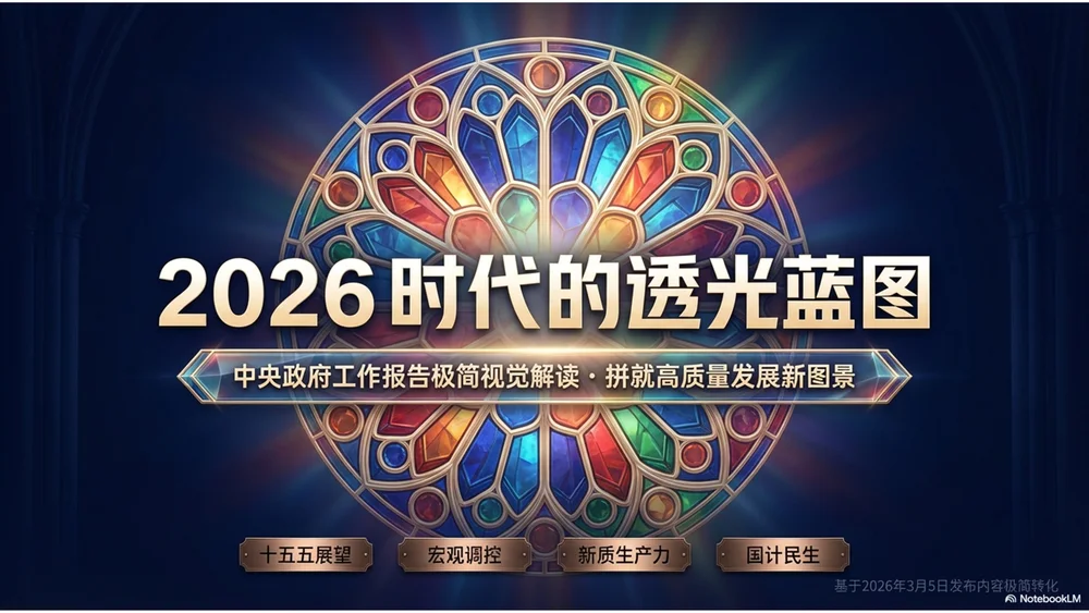 彩绘玻璃图案风格政府工作报告PPT