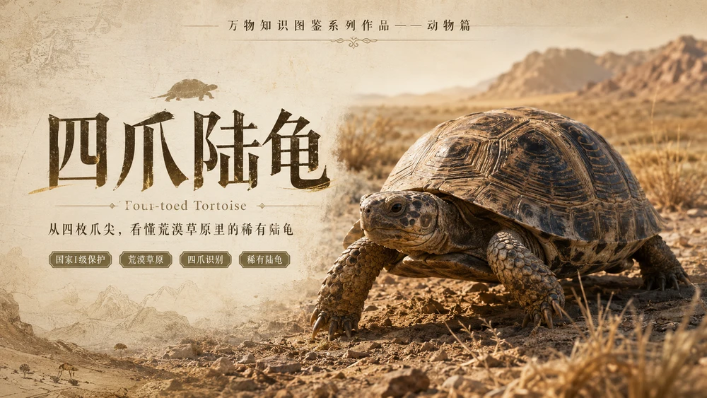 万物知识图鉴系列作品PPT——四爪陆龟