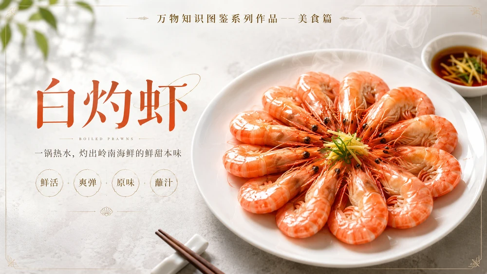 万物知识图鉴系列作品PPT——白灼虾