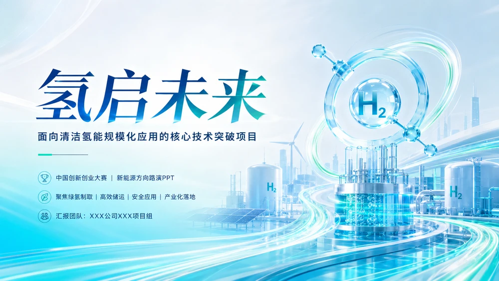 中国创新创业大赛路演PPT：面向清洁氢能规模化应用的核心技术突破项目