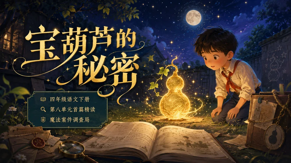 【拿来即上】统编版四年级下册《宝葫芦的秘密》PPT课件模板 | 自带名师引导指令+第一二课时全包