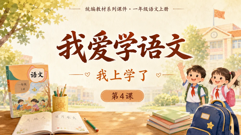 小学六年制统编教材系列课件——一年级语文上册第4课：我爱学语文