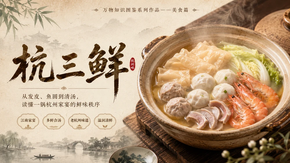 万物知识图鉴系列作品PPT——杭三鲜