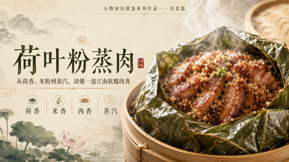 万物知识图鉴系列作品PPT——荷叶粉蒸肉