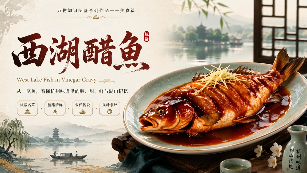 万物知识图鉴系列作品PPT——西湖醋鱼