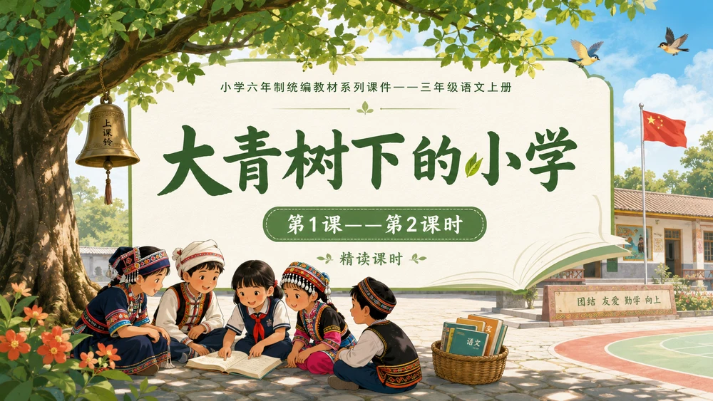 小学六年制统编教材系列课件——三年级语文上册第1课（2）：大青树下的小学