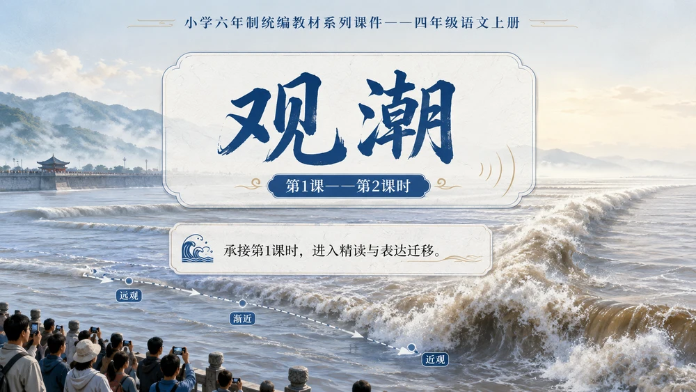 小学六年制统编教材系列课件——四年级语文上册第1课（2）：观潮