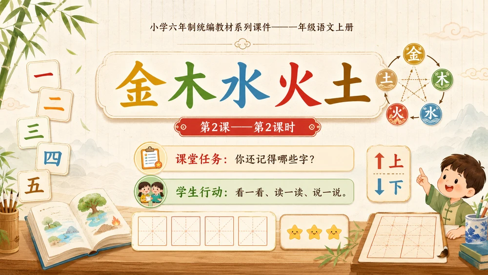 小学六年制统编教材系列课件——一年级语文上册第2课（2）：金木水火土