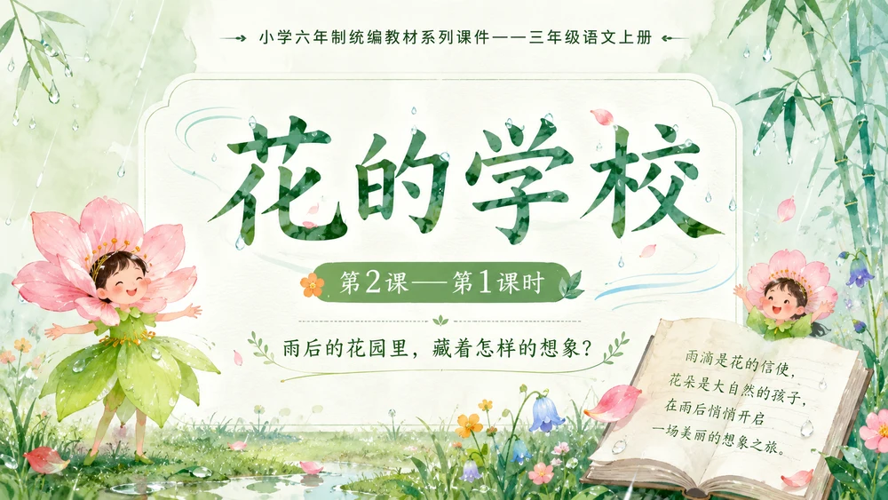 小学六年制统编教材系列课件——三年级语文上册第2课（1）：花的学校