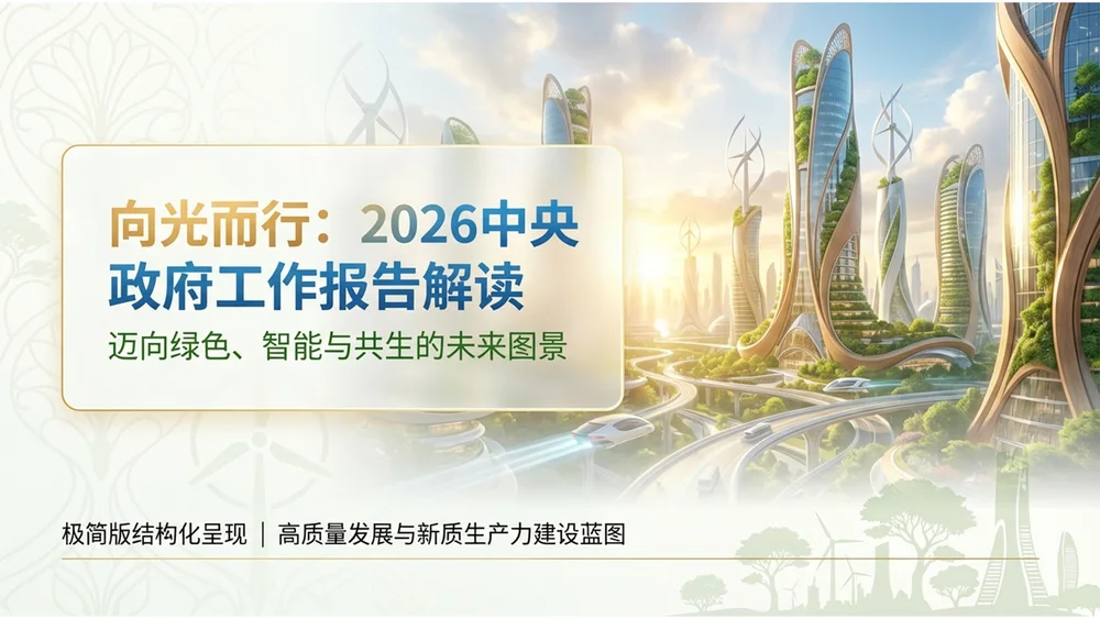 太阳朋克风格政府工作报告PPT