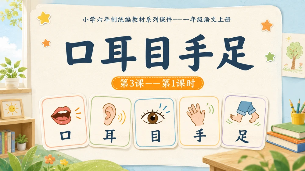 小学六年制统编教材系列课件——一年级语文上册第3课（1）：口耳目手足