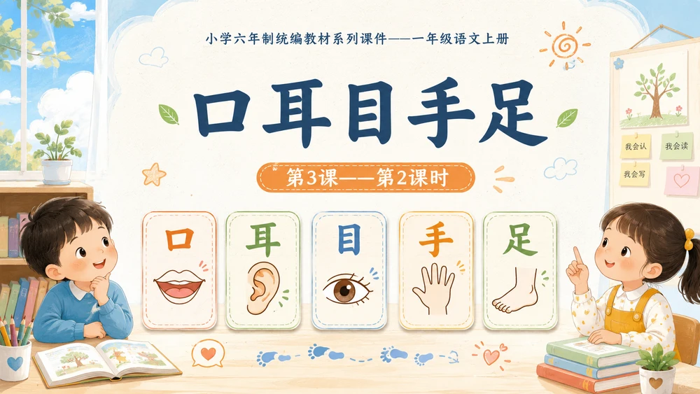 小学六年制统编教材系列课件——一年级语文上册第3课（2）：口耳目手足