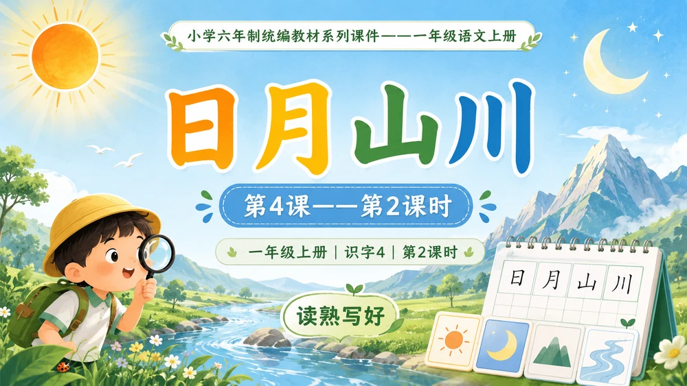 小学六年制统编教材系列课件——一年级语文上册第4课（2）：日月山川