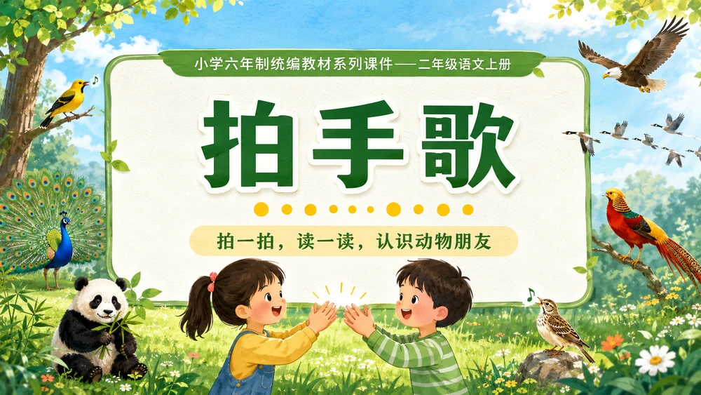 小学六年制统编教材系列课件——二年级语文上册：识字3 拍手歌（1）