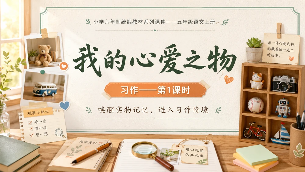 小学六年制统编教材系列课件——五年级语文上册：习作：我的心爱之物（1）
