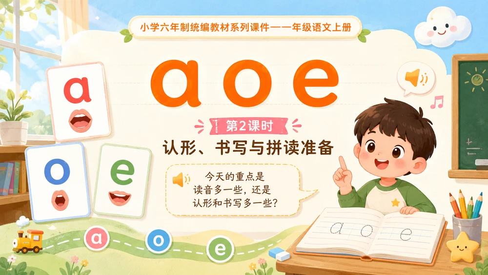 小学六年制统编教材系列课件——一年级语文上册：1 a o e（2）