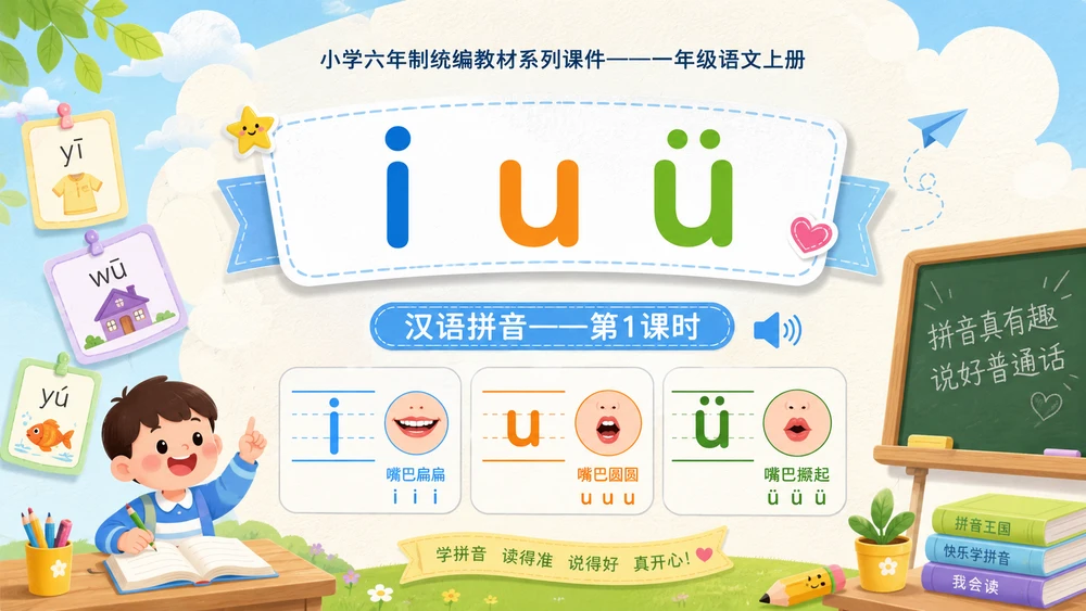 小学六年制统编教材系列课件——一年级语文上册：i u ü（1）