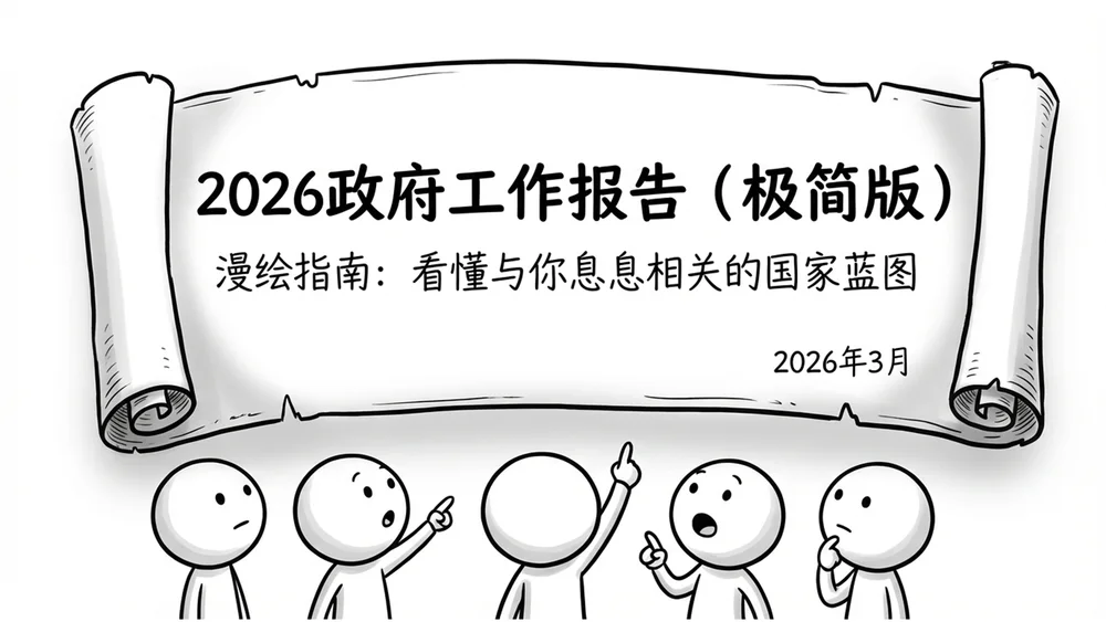 黑白手绘卡通商务手绘政府工作报告PPT