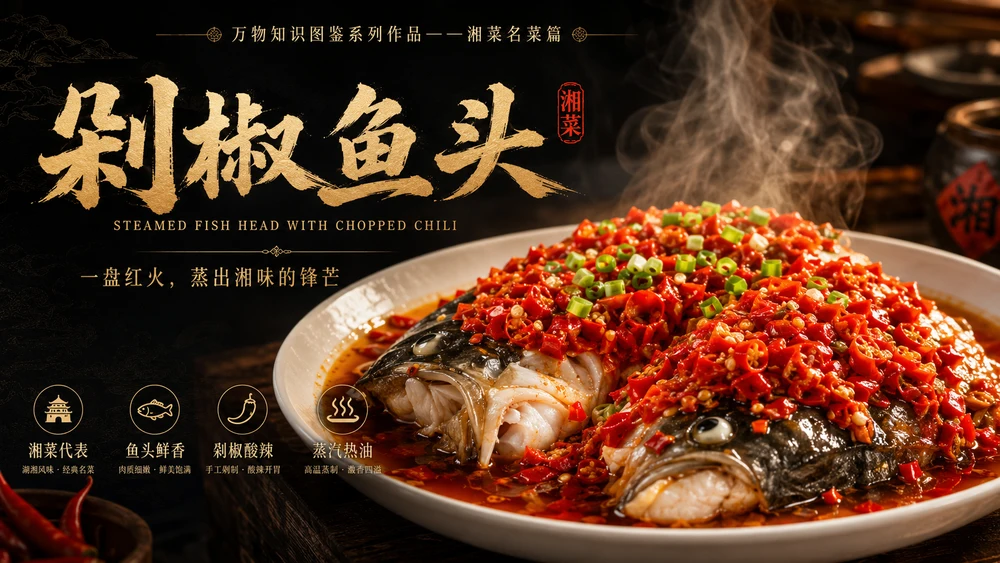 万物知识图鉴系列作品PPT——剁椒鱼头