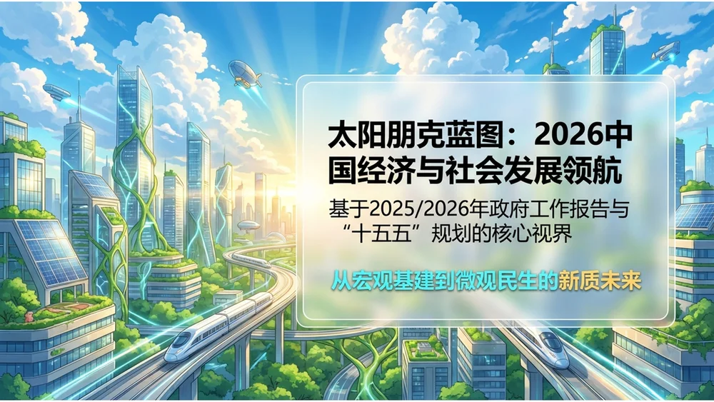 动漫太阳朋克风格政府工作报告PPT