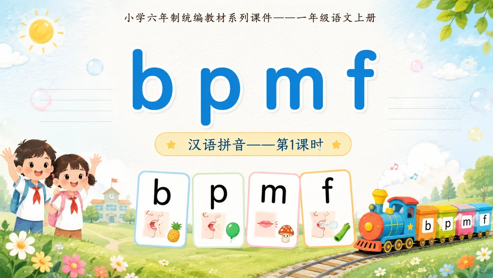 小学六年制统编教材系列课件——一年级语文上册：3 b p m f（1）（完整资料包）