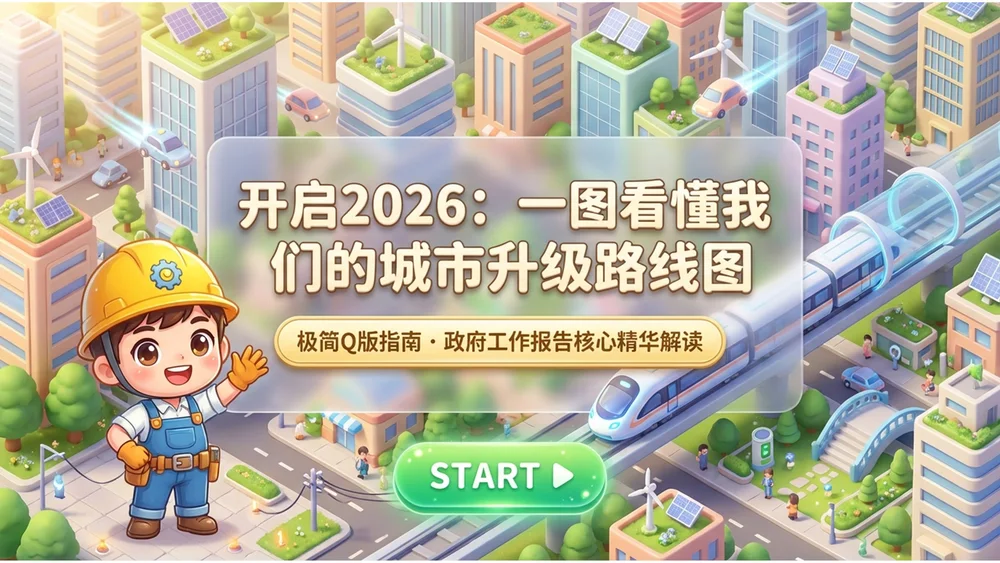 Q版卡通风格政府工作报告PPT
