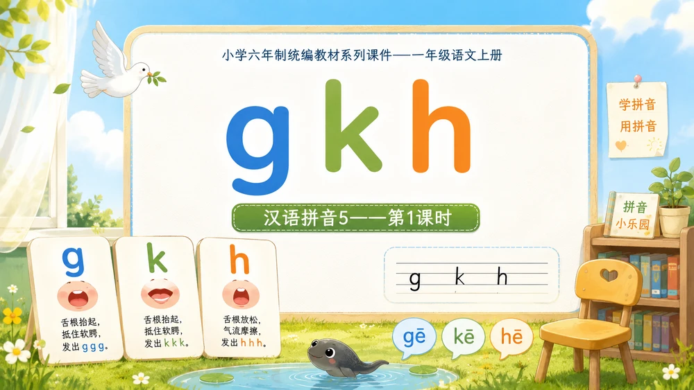 小学六年制统编教材系列课件——一年级语文上册：5 g k h（1）