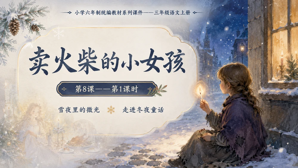 小学六年制统编教材系列课件——三年级语文上册第8课（1）：卖火柴的小女孩