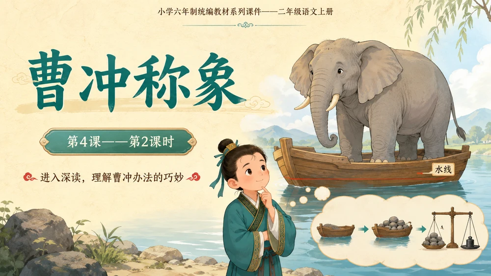 小学六年制统编教材系列课件——二年级语文上册第4课（2）：曹冲称象