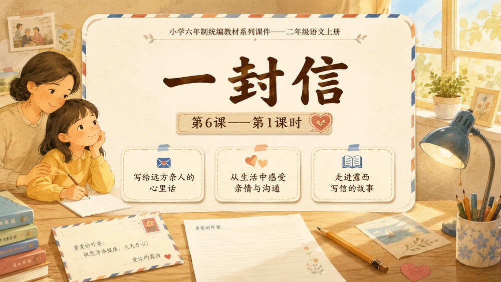 小学六年制统编教材系列课件——二年级语文上册第6课（1）：一封信