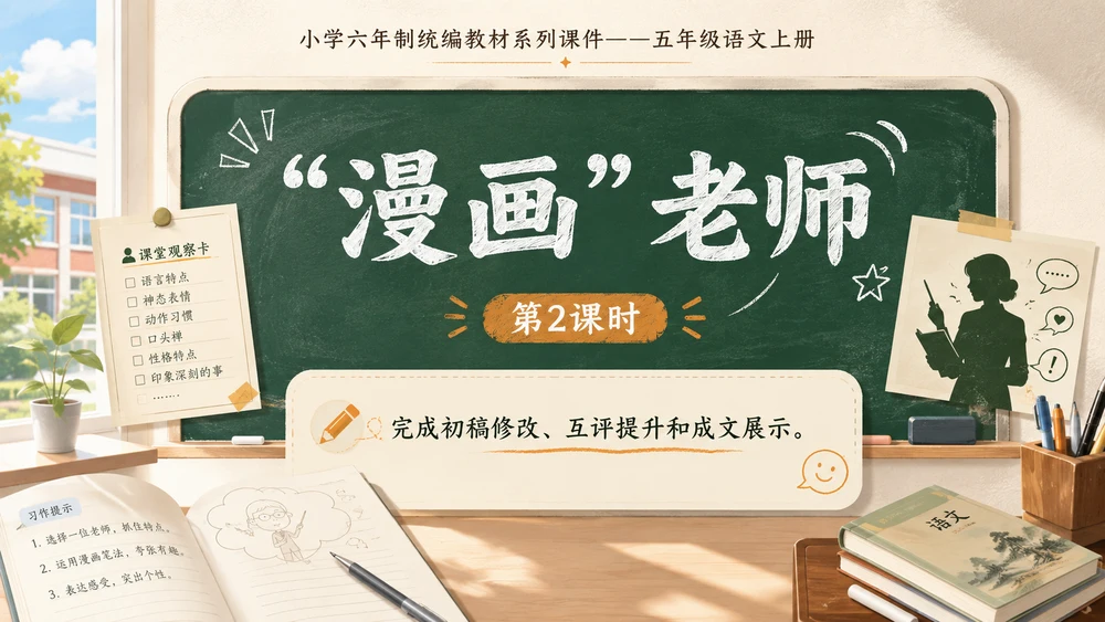 小学六年制统编教材系列课件——五年级语文上册：习作：“漫画”老师（2）