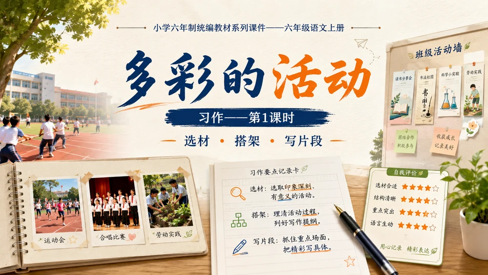 小学六年制统编教材系列课件——六年级语文上册：习作：多彩的活动（1）