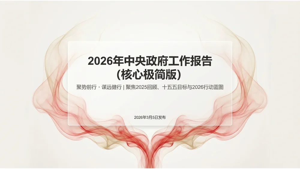 浅色烟雾流体风格政府工作报告PPT