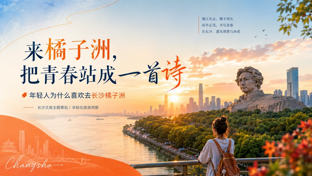 来橘子洲，把青春站成一首诗