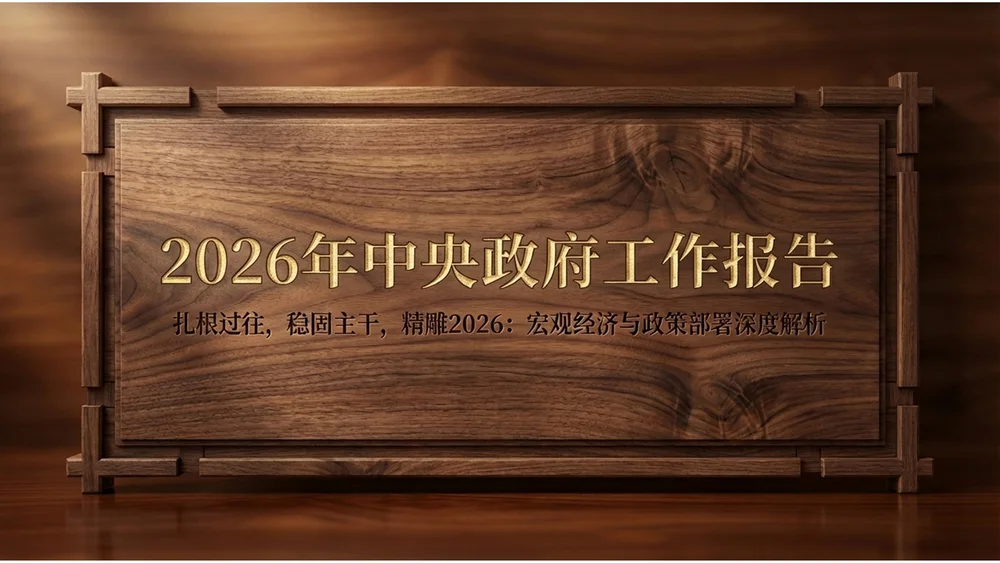 木材纹理雕刻风格政府工作报告PPT