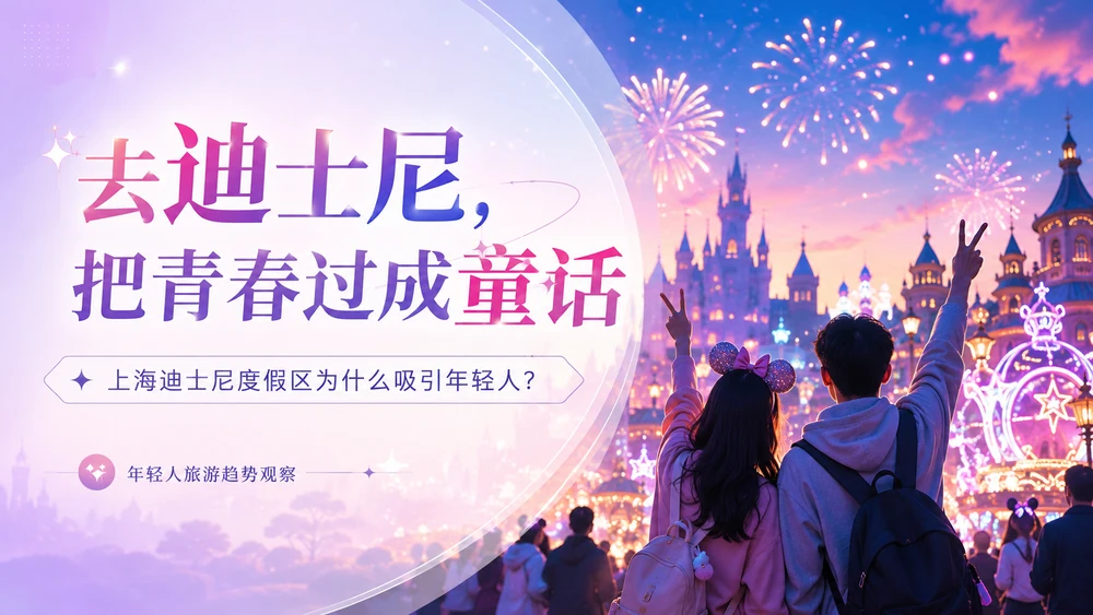 "去迪士尼，把青春过成童话"年轻人旅游趋势分析PPT