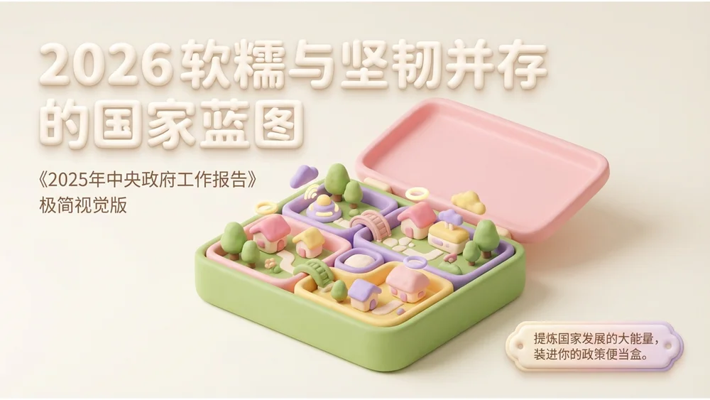 可爱3D麻糬风格政府工作报告PPT