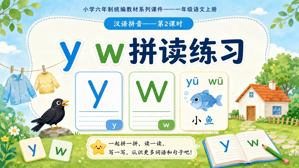 小学六年制统编教材系列课件——一年级语文上册：y w（2）