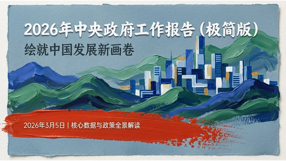 厚丙烯油画风格政府工作报告PPT