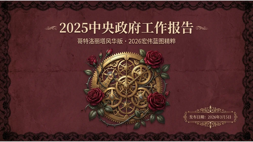 欧洲艺术哥特洛丽塔风格政府工作报告PPT