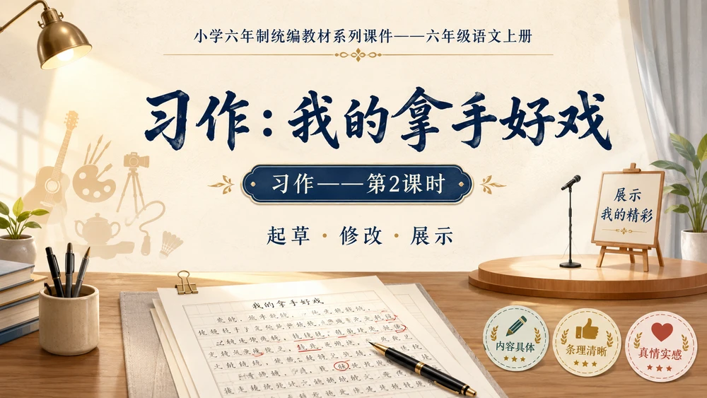 小学六年制统编教材系列课件——六年级语文上册：习作：我的拿手好戏（2）