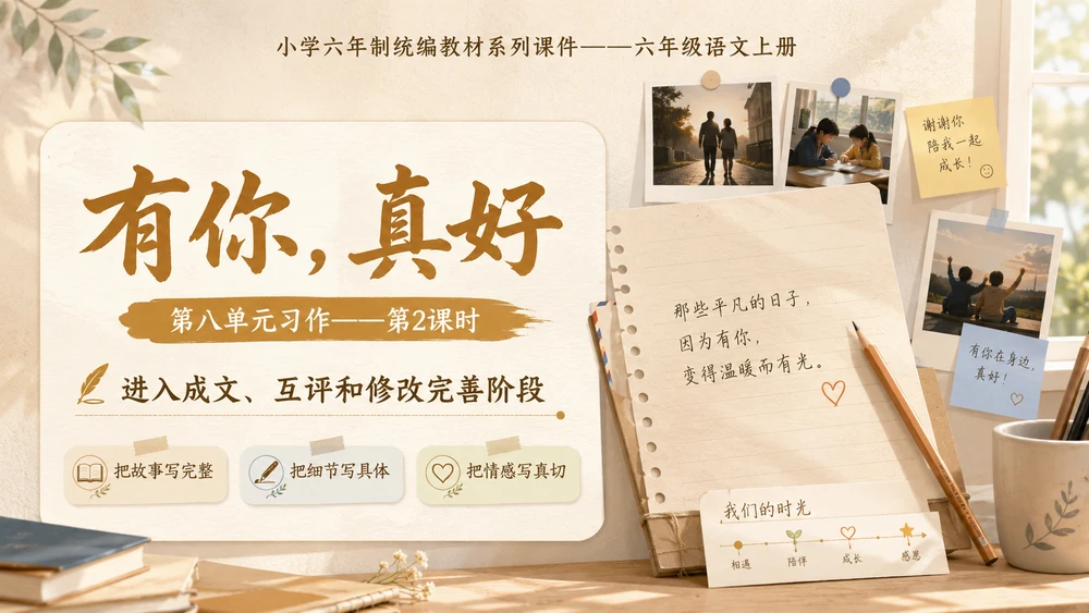 小学六年制统编教材系列课件——六年级语文上册：习作：有你，真好（2）