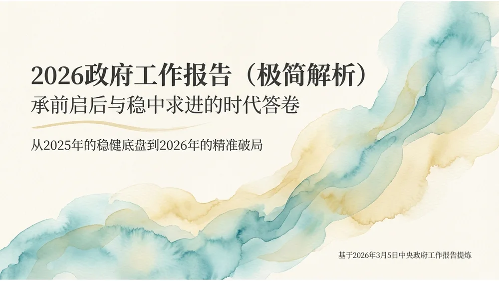 水彩晕染风格政府工作报告PPT