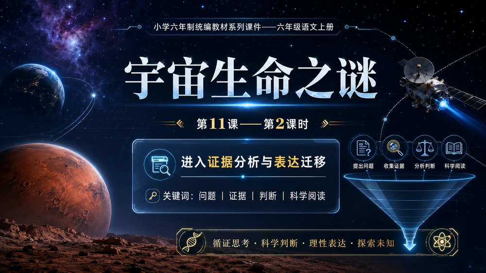 小学六年制统编教材系列课件——六年级语文上册第11课（2）：宇宙生命之谜