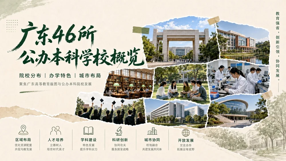岭南学府图鉴：广东46所公办本科高校概览PPT课件