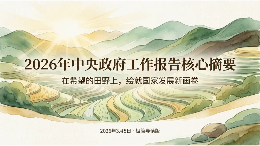 绿色清新田园风格政府工作报告PPT
