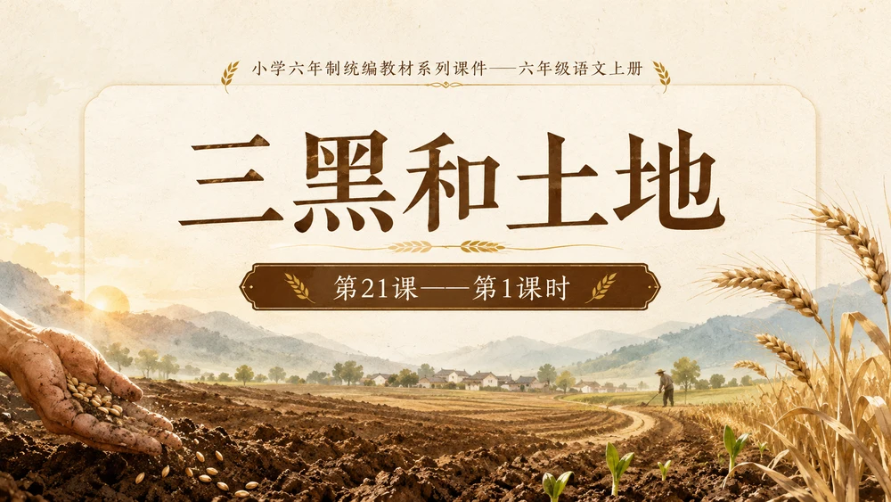小学六年制统编教材系列课件——六年级语文上册第21课（1）：三黑和土地