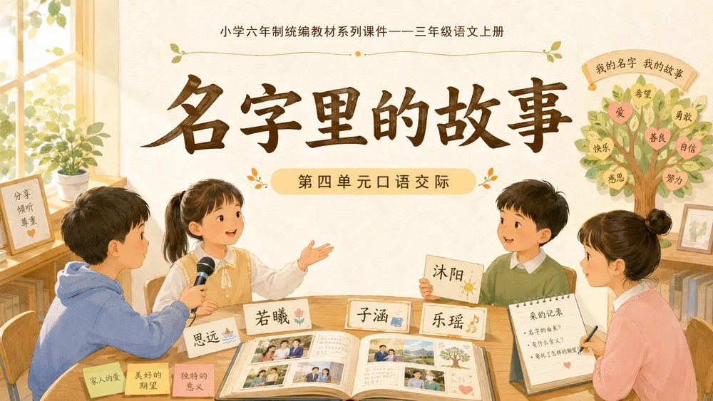 小学六年制统编教材系列课件——三年级语文上册：名字里的故事