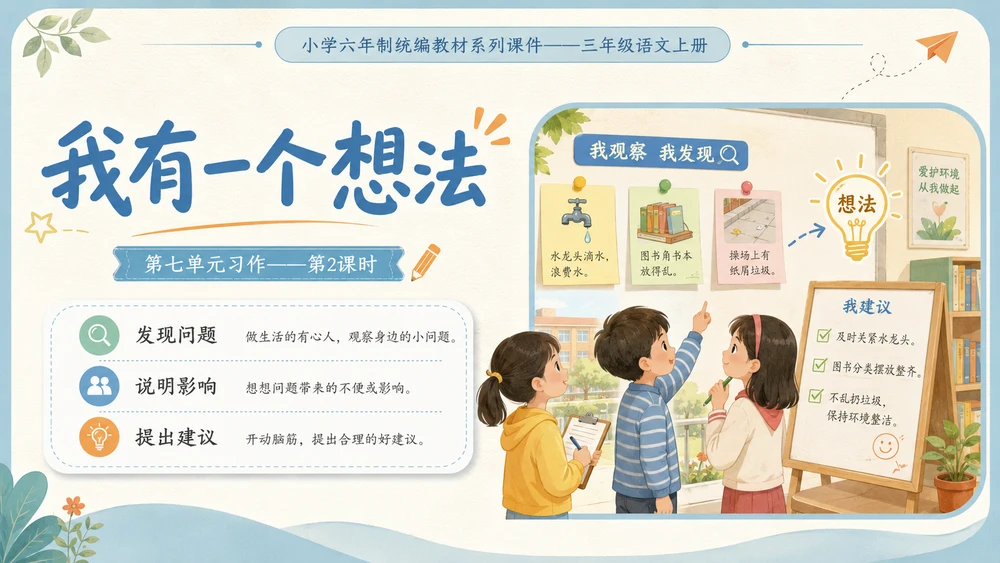 小学六年制统编教材系列课件——三年级语文上册习作：我有一个想法（2）