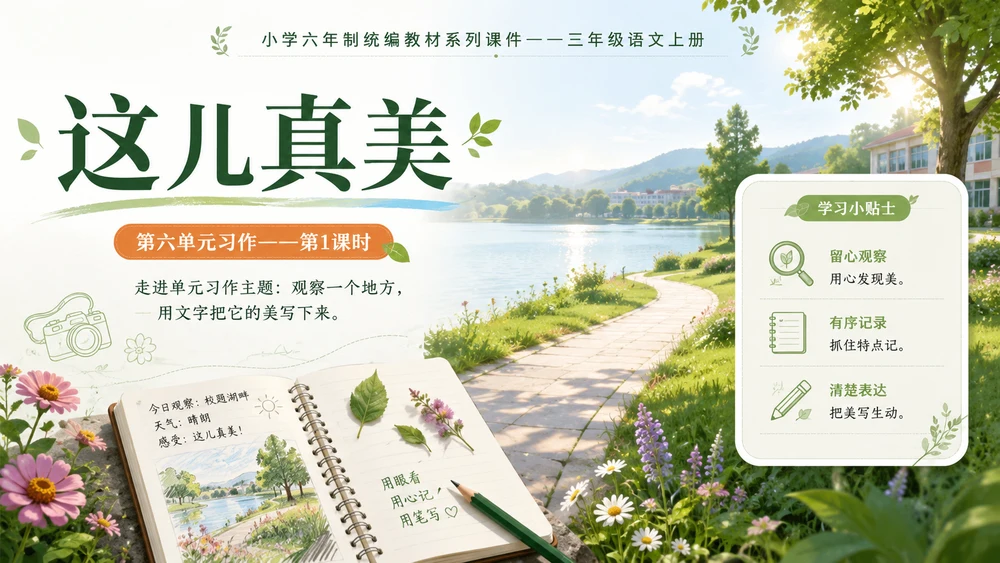 小学六年制统编教材系列课件——三年级语文上册习作：这儿真美（1）